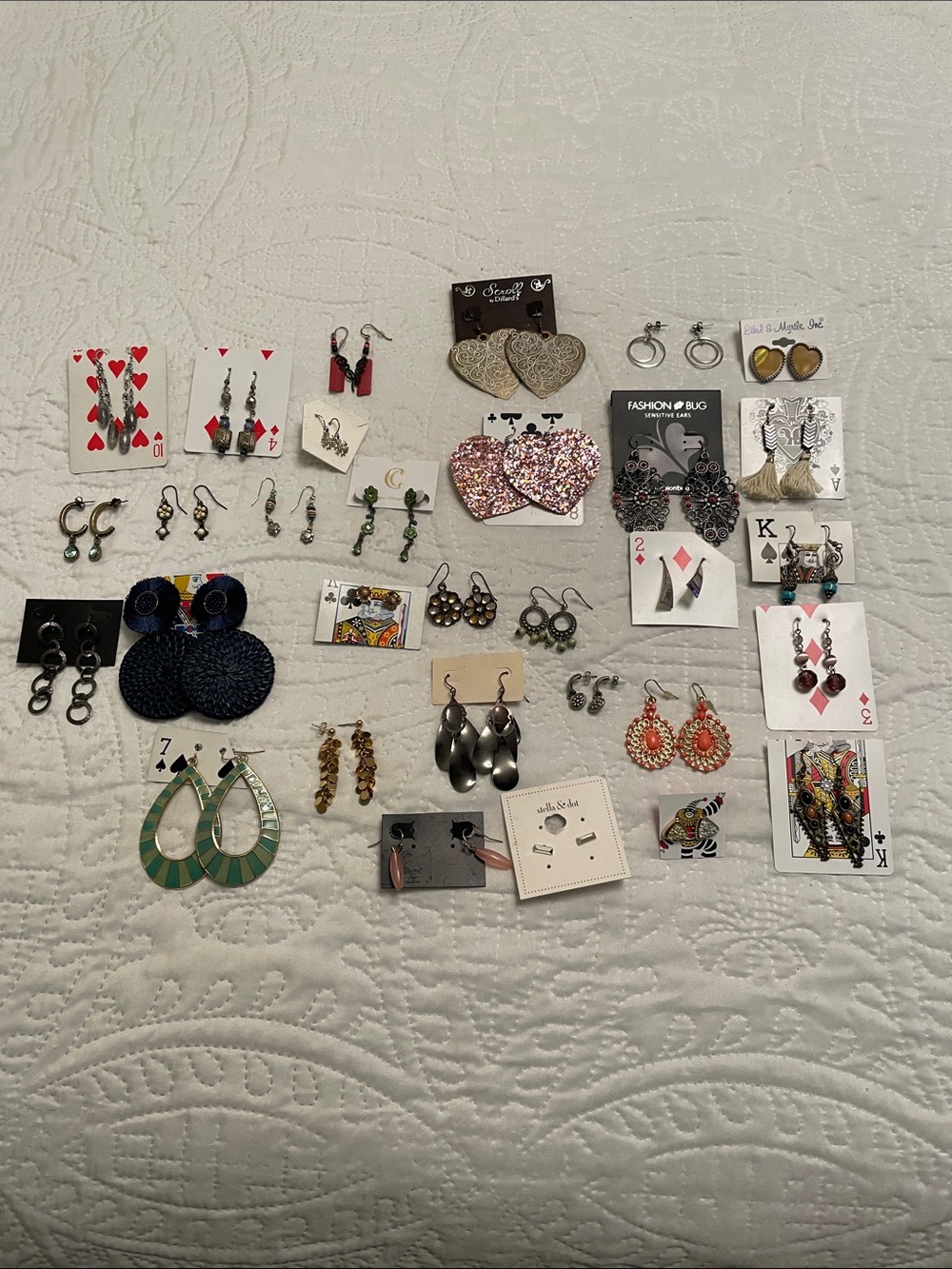 Lot of 31 Assortment of Costume Earrings Used & Tarnished for Crafting